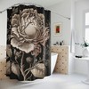 Highly Detailed Rose Engraving Print Polyester Shower Curtain for Natural Elegance
