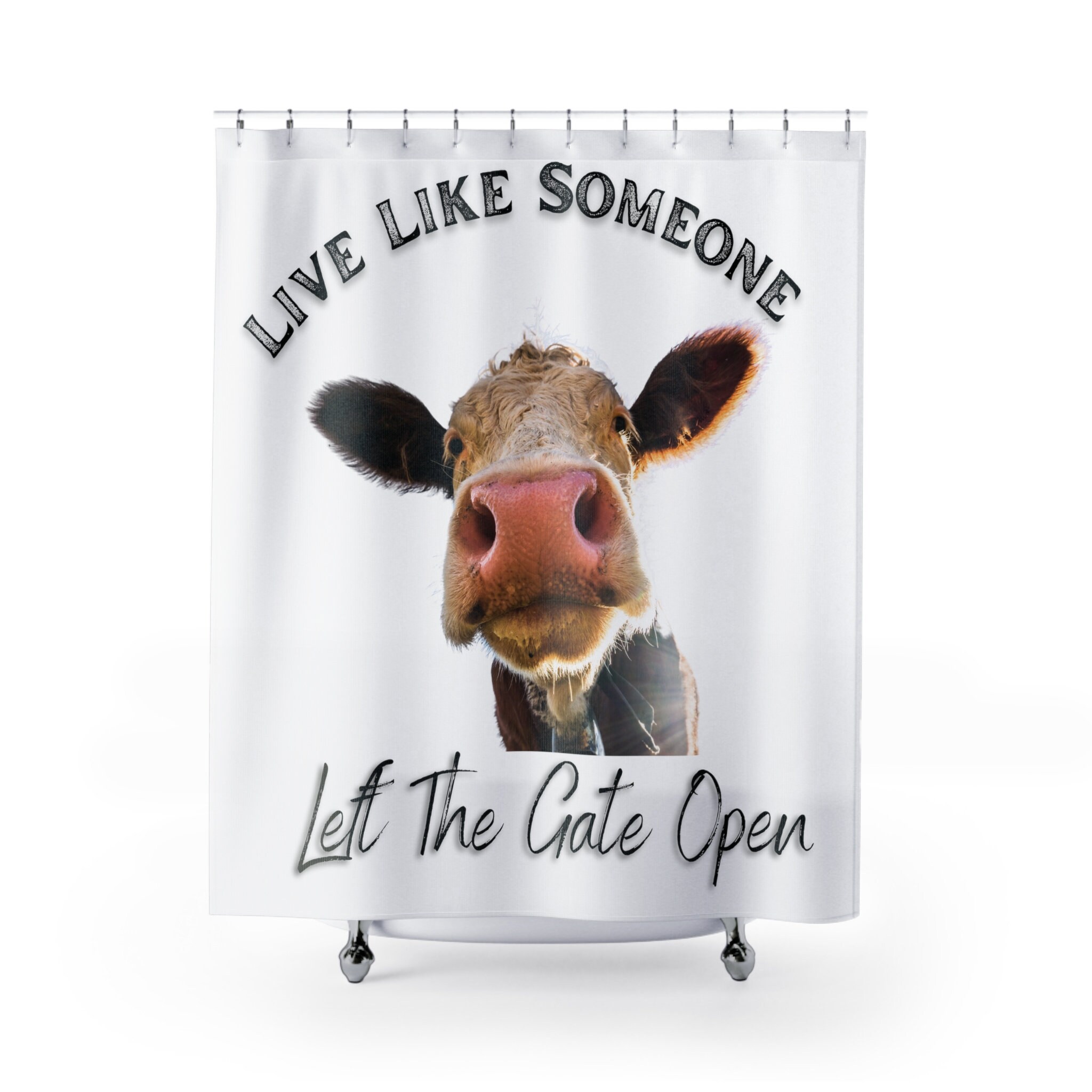 Hilarious Cow Picture Shower Curtain For Farmhouse Bathroom Decor - Image 2