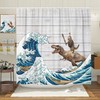 Hilarious Dinosaur And Cat Shower Curtain - Add Fun To Your Farmhouse Bathroom