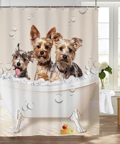 Hilarious Dog Bath Shower Curtain - Waterproof Funny Animal Pattern Washable