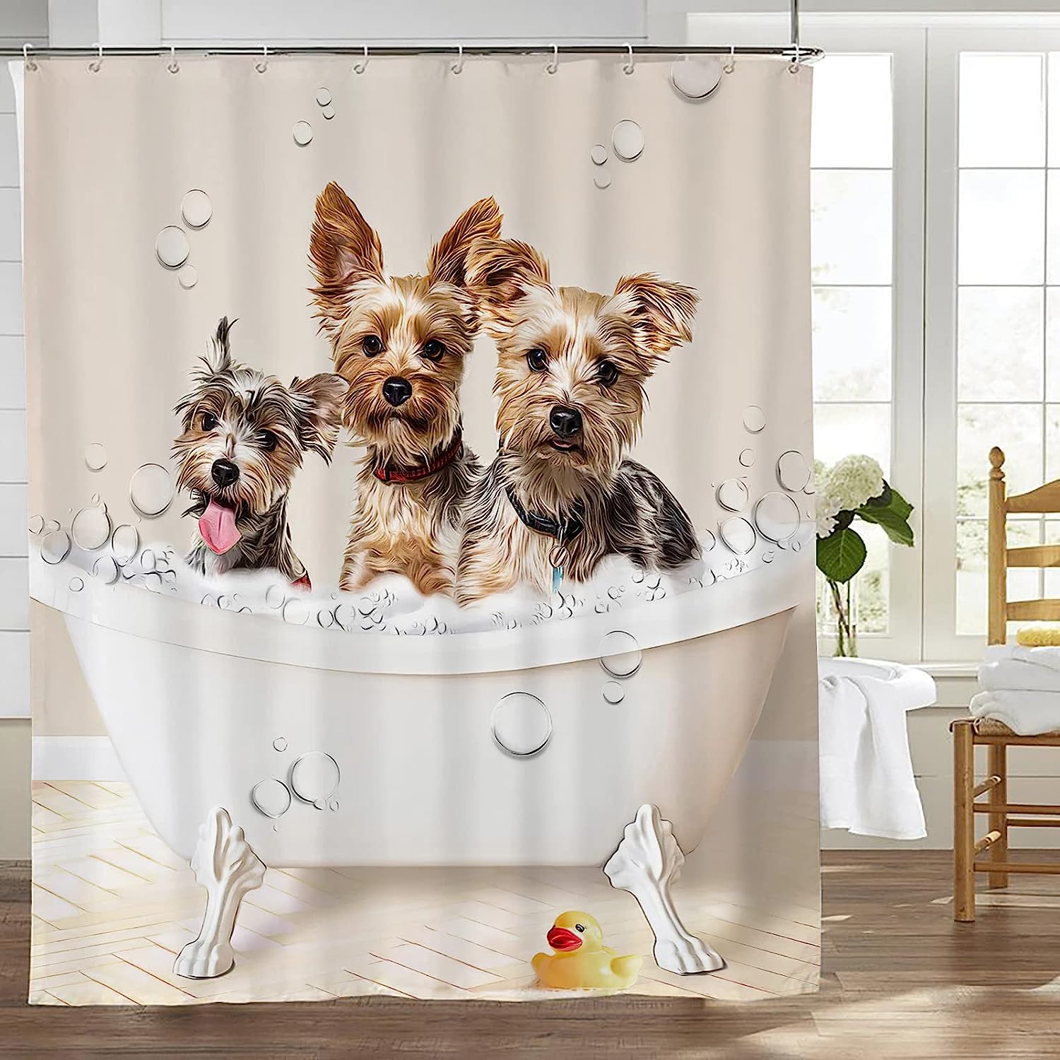 Hilarious Dog Bath Shower Curtain - Waterproof Funny Animal Pattern Washable
