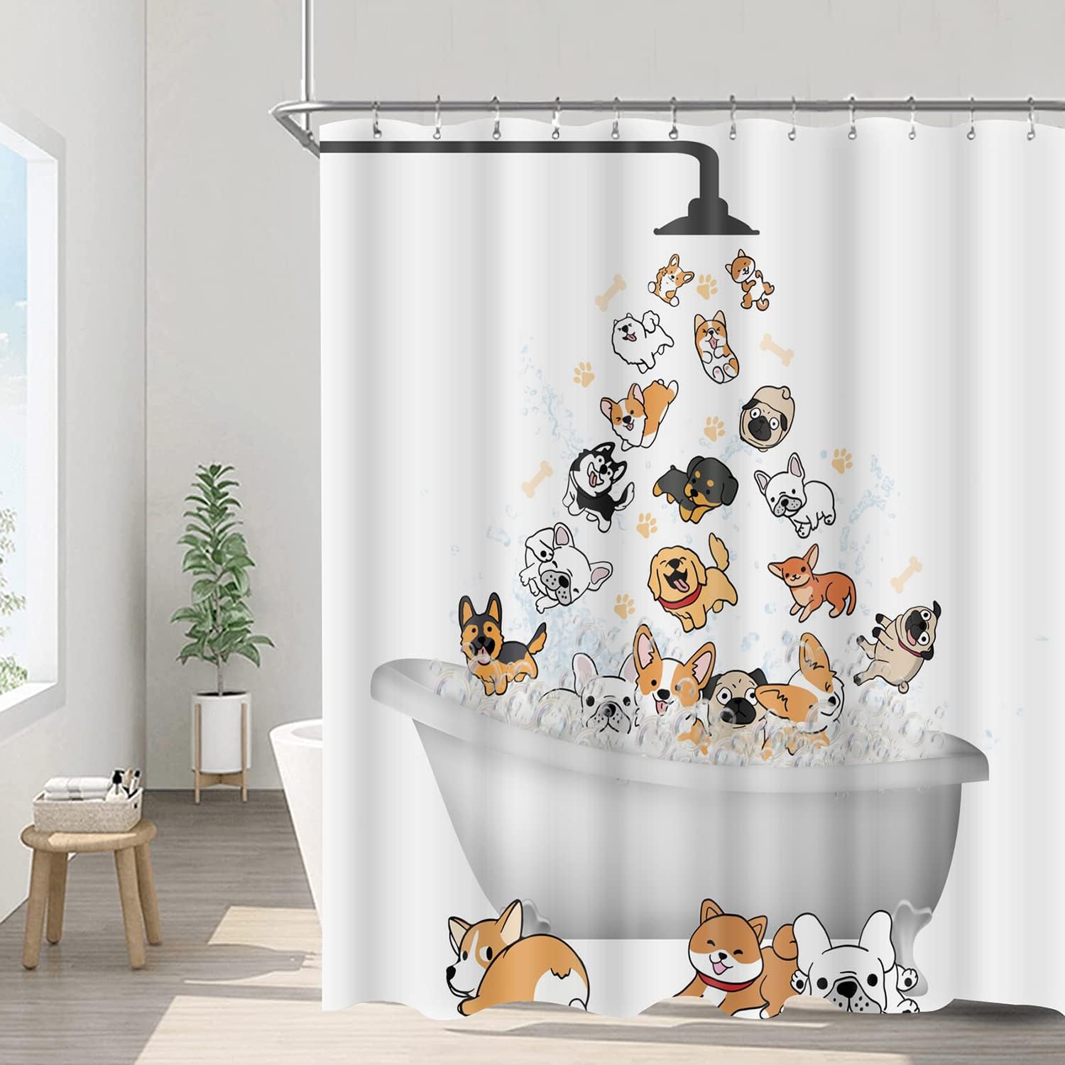 Hilarious Raining Dogs Shower Curtain For Kids Bathroom - Image 2