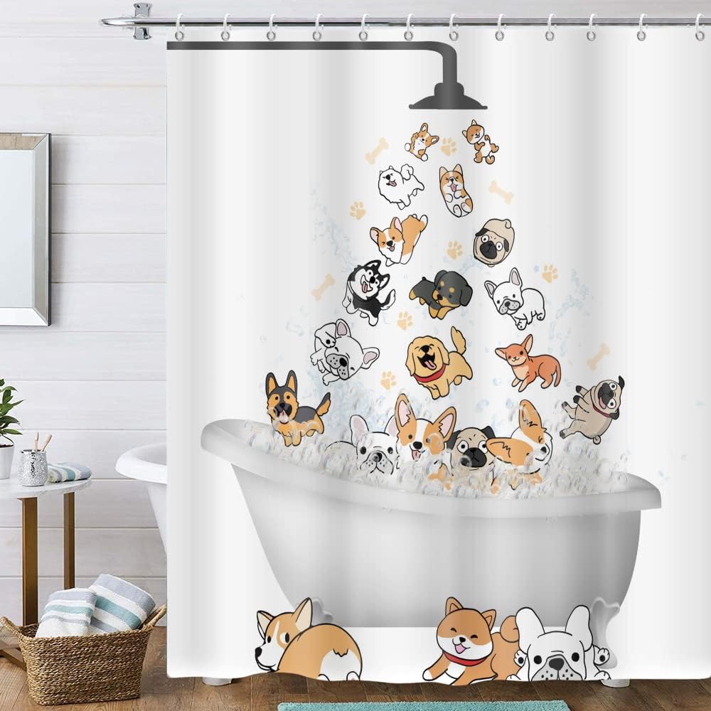 Hilarious Raining Dogs Shower Curtain For Kids Bathroom - Image 3