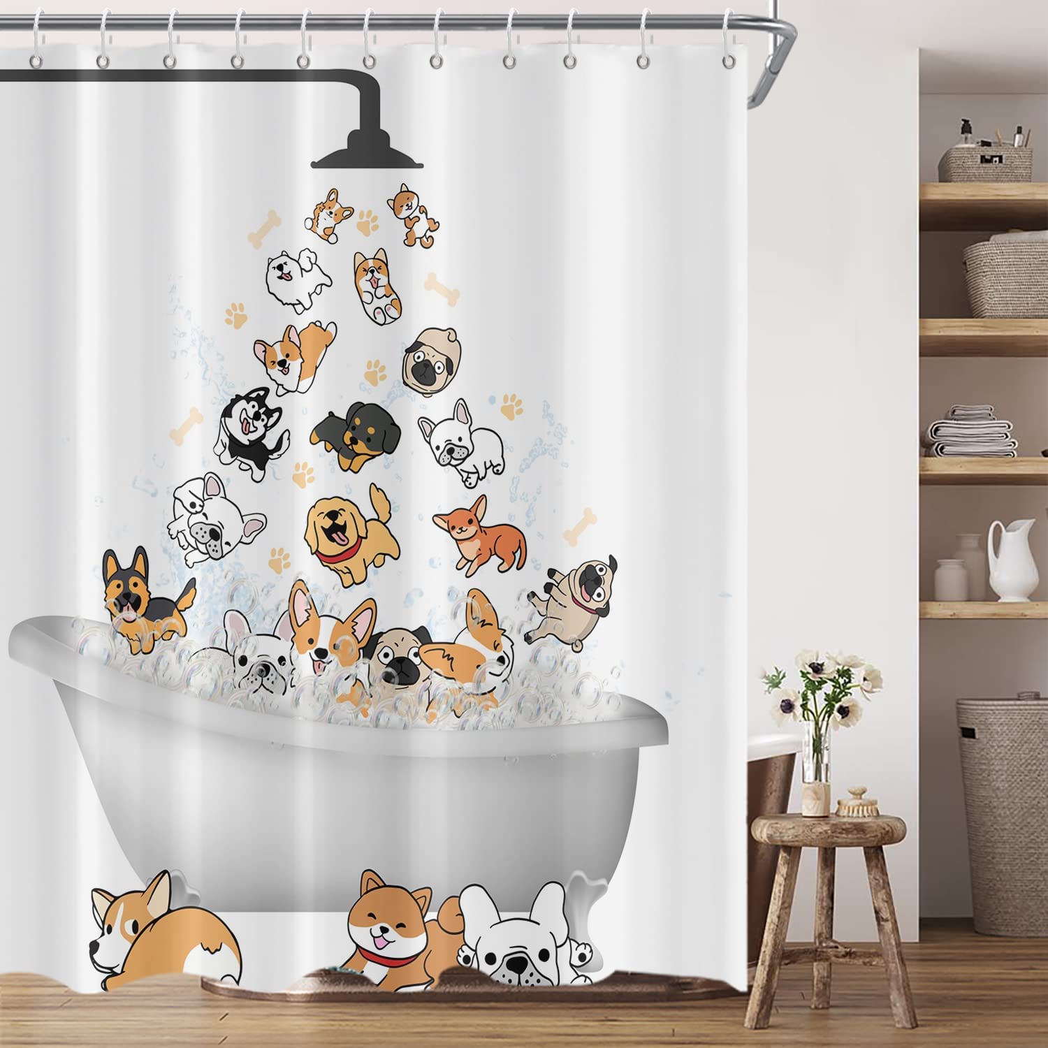 Hilarious Raining Dogs Shower Curtain For Kids Bathroom - Image 4