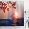 Himalayan Peaks Shower Curtain With Life Circle Symbol For Artistic Bathroom Decor
