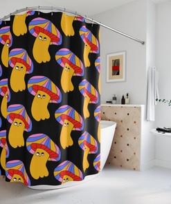 Hippie Style Retro Custom Printed Mushroom Funny Shower Curtain