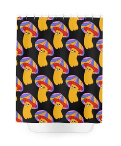 Hippie Style Retro Custom Printed Mushroom Funny Shower Curtain