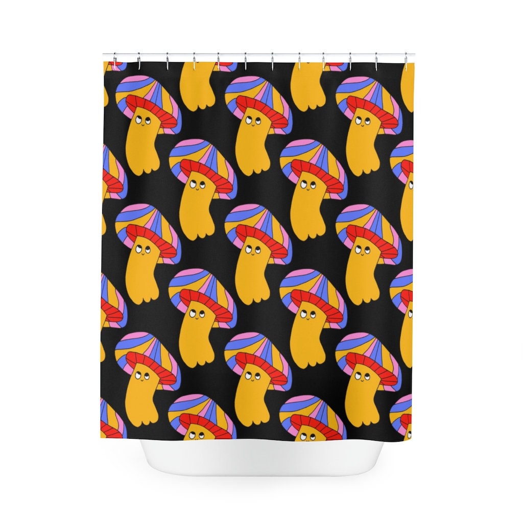 Hippie Style Retro Custom Printed Mushroom Funny Shower Curtain