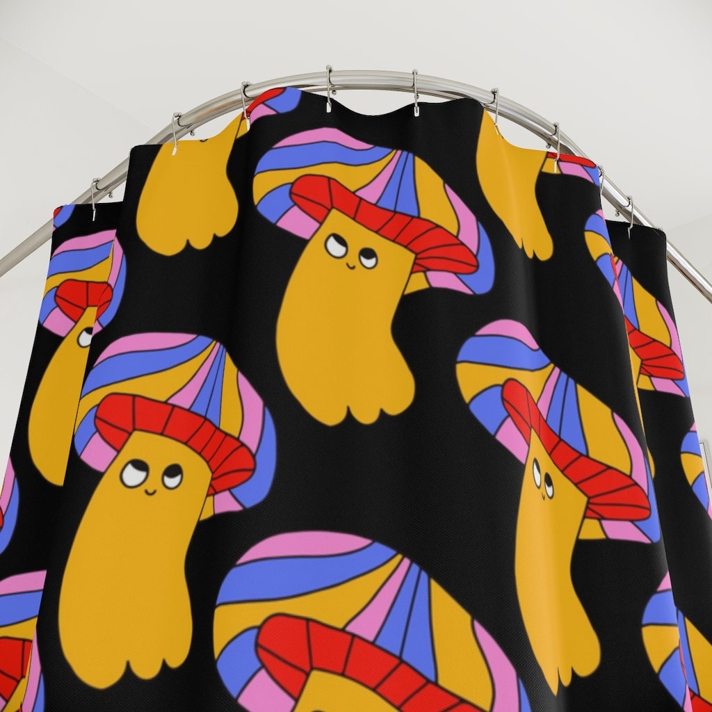 Hippie Style Retro Custom Printed Mushroom Funny Shower Curtain