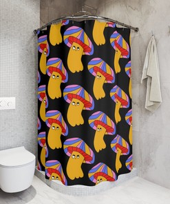 Hippie Style Retro Custom Printed Mushroom Funny Shower Curtain