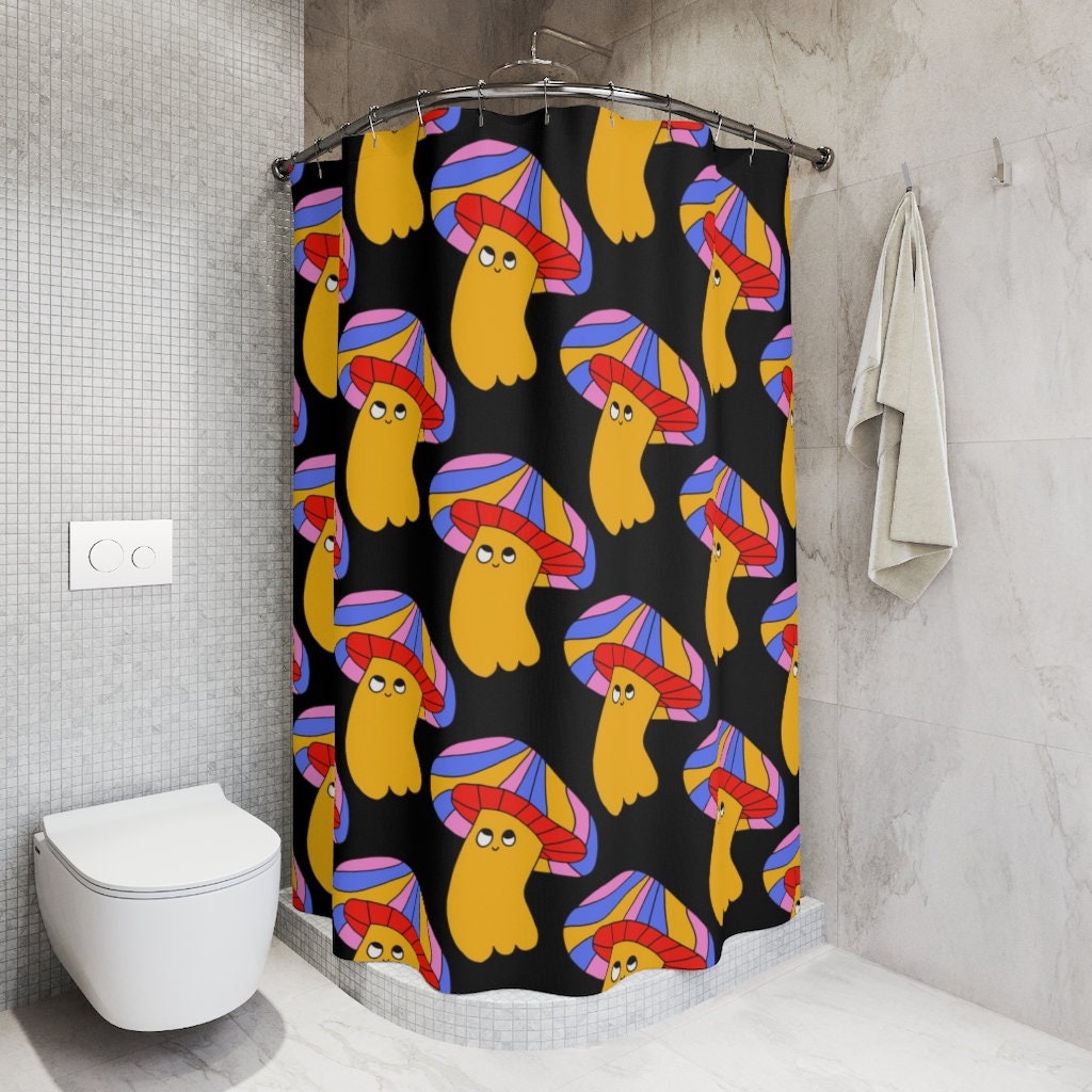 Hippie Style Retro Custom Printed Mushroom Funny Shower Curtain