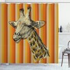 Hipster African Animal Shower Curtain, Giraffe Print Bath Curtain For Bathroom Decor