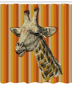 Hipster African Animal Shower Curtain, Giraffe Print Bath Curtain For Bathroom Decor