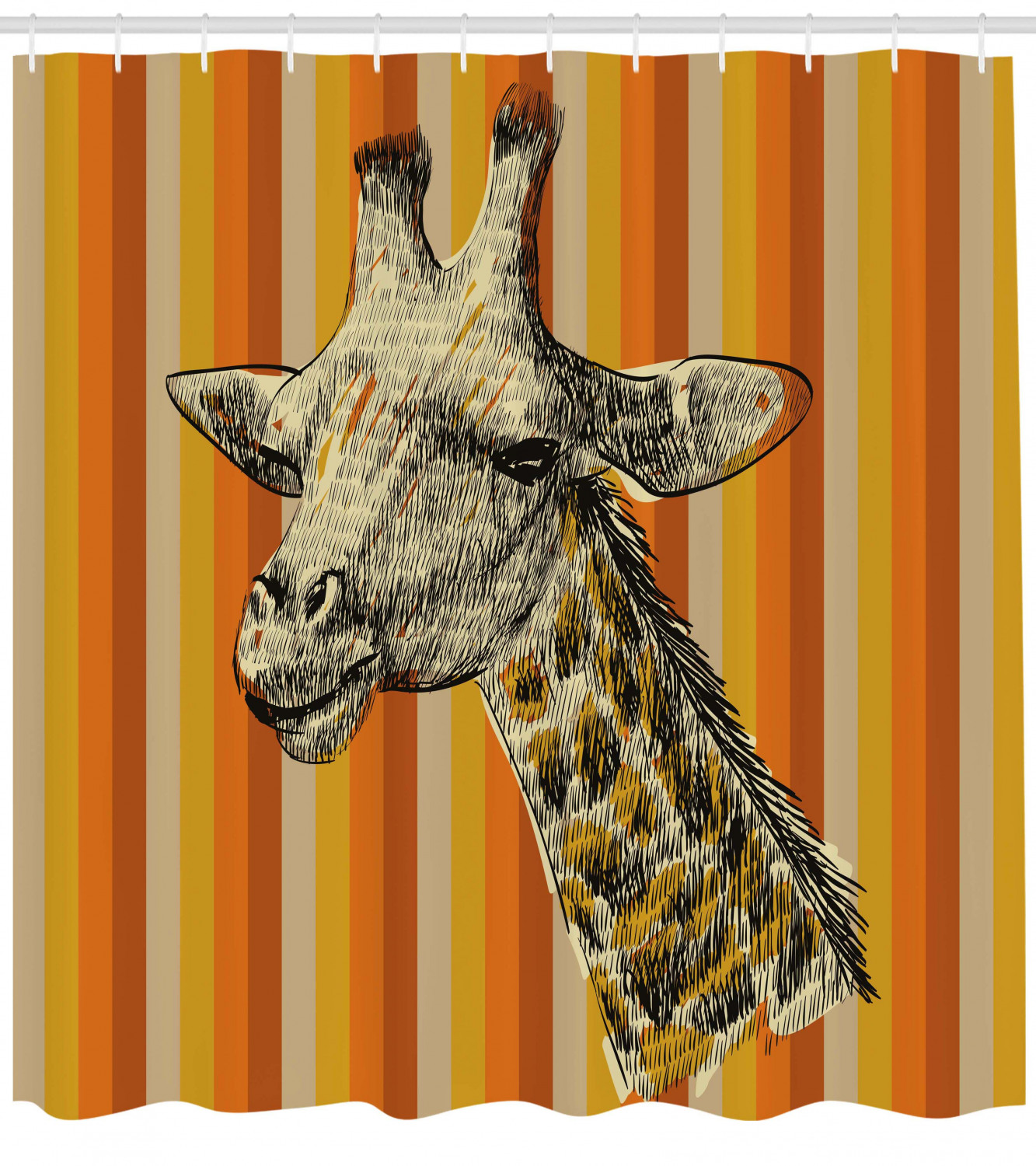 Hipster African Animal Shower Curtain, Giraffe Print Bath Curtain For Bathroom Decor