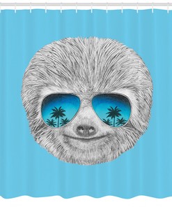 Hipster Beach Sloth Shower Curtain, Perfect for Boho Bathrooms