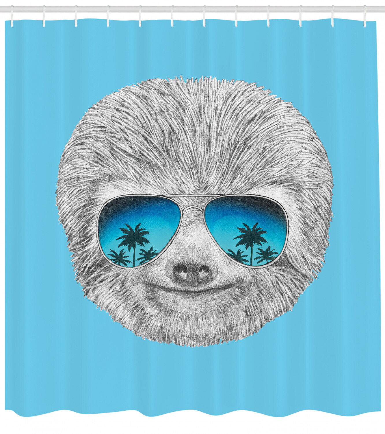 Hipster Beach Sloth Shower Curtain, Perfect for Boho Bathrooms