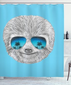 Hipster Beach Sloth Shower Curtain, Perfect for Boho Bathrooms