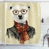 Hipster Bear Glasses Print Animal Shower Curtain For Bathroom
