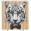 Hipster Black and White Tiger Animal Shower Curtain Set for Modern Bathroom Decor 