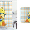Hipster Boho Ducks With Dotted Bow Cartoon Shower Curtain Set - Bathroom Drape And Plush Mat Included