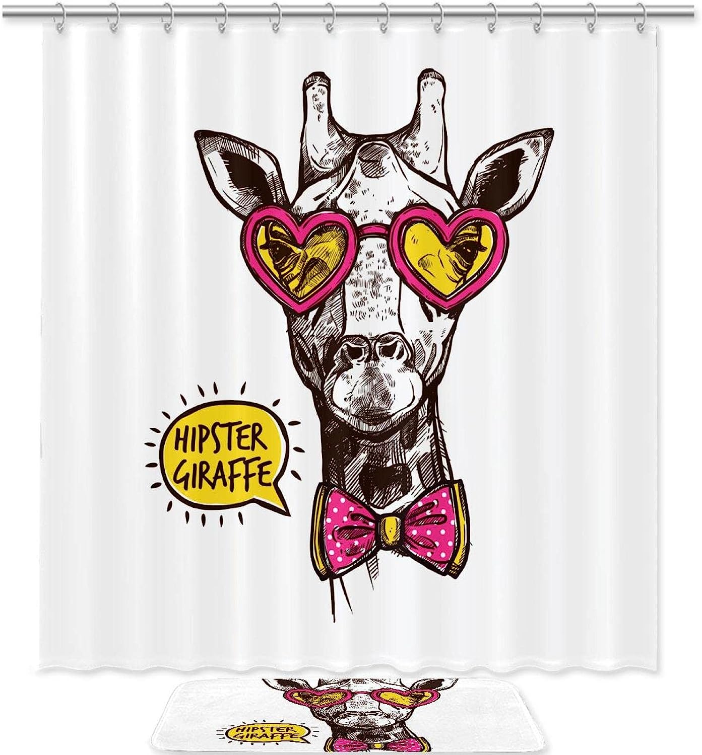 Hipster Giraffe Shower Curtain For Artistic Bathroom Decor