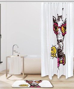 Hipster Giraffe Shower Curtain For Artistic Bathroom Decor