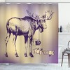 Hipster Moose with Camera Print Shower Curtain for Bathroom