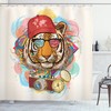 Hipster Tiger Sunglasses Print Animal Shower Curtain For Bathroom