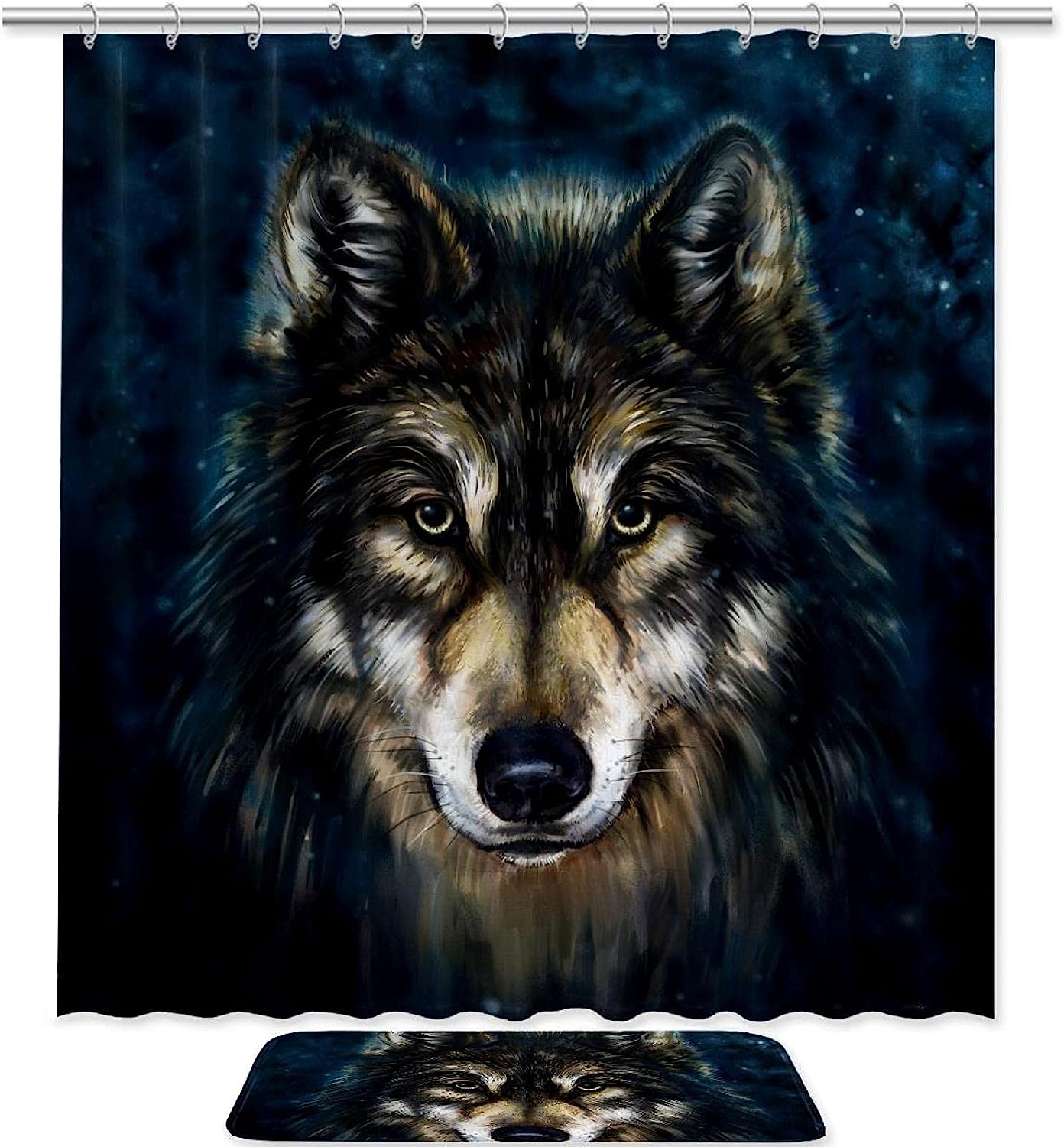 Hipster Wolf Oil Painting Waterproof Shower Curtain for Bathroom Decor - Unbranded