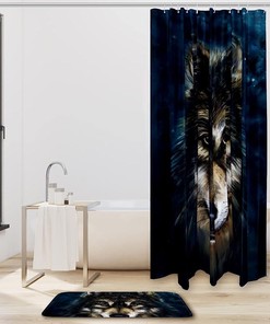 Hipster Wolf Oil Painting Waterproof Shower Curtain for Bathroom Decor - Unbranded