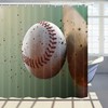 Hitting A Baseball Shower Curtain Bathroom Decor Fabric - Printed Shower Curtains - Best Shower Curtains