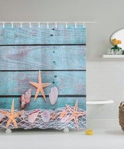 Holiday Conch Shower Curtain, Nature And Ocean Lover Custom Fabric Bathroom Decor