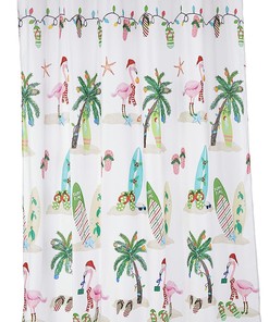 Holiday Flamingo Shower Curtain - Avantis Waterproof Bathroom Curtain