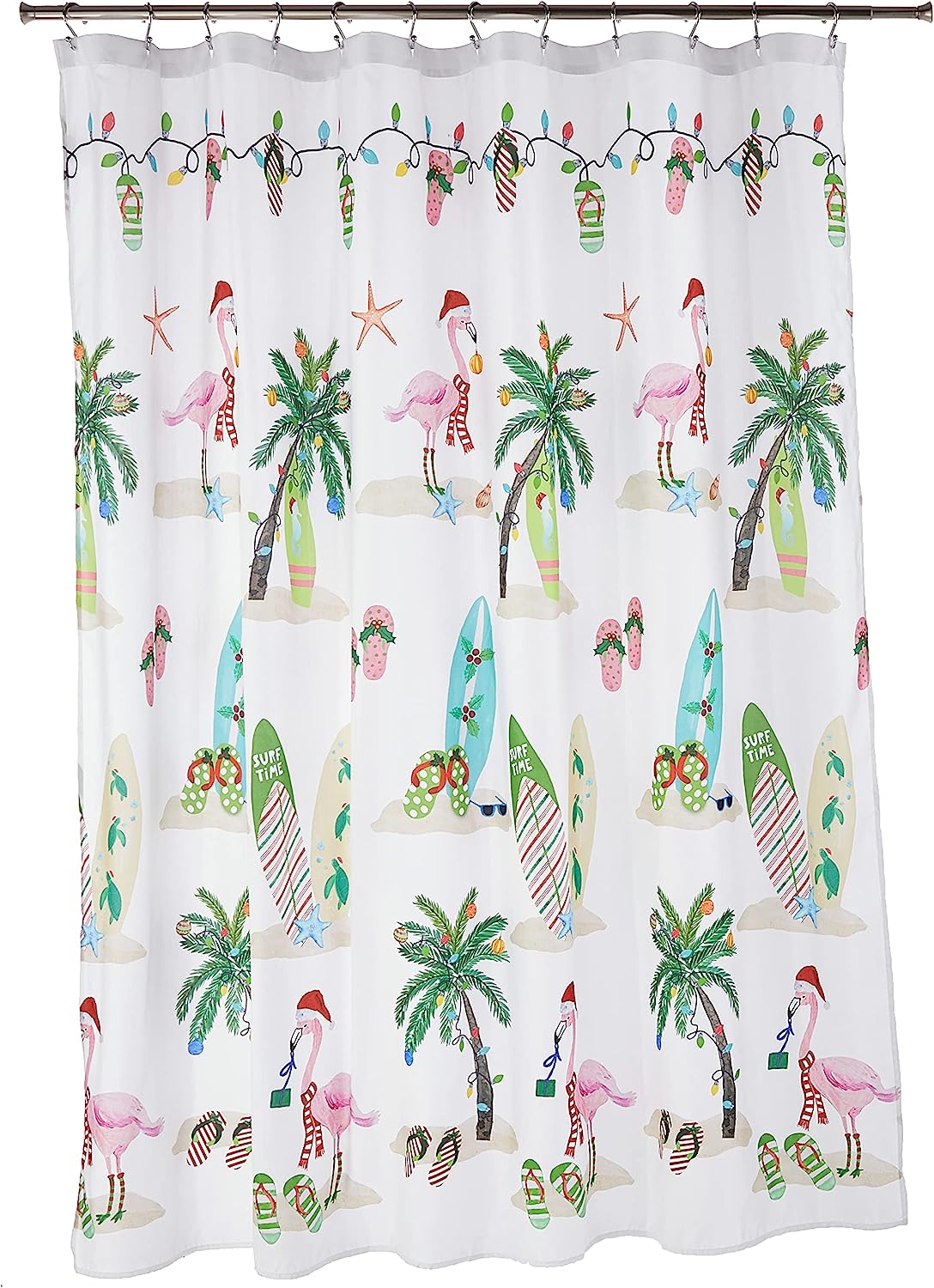 Holiday Flamingo Shower Curtain - Avantis Waterproof Bathroom Curtain