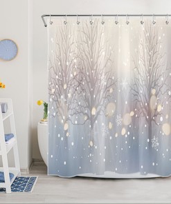 Holiday Season Forest Tree Snowflake Shower Curtain - Forest Tree Snowflake Winter Christmas