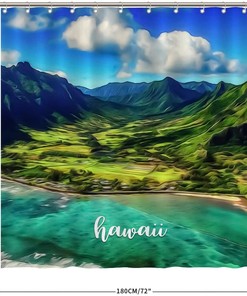 Home Bathroom Decor with Vintage Hawaiian Landmark Shower Curtain