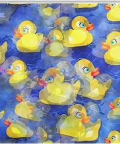 Home Decoration Yellow Rubber Ducks Printed Bathroom Shower Curtain Fabric for a Unique Bathroom Decor 