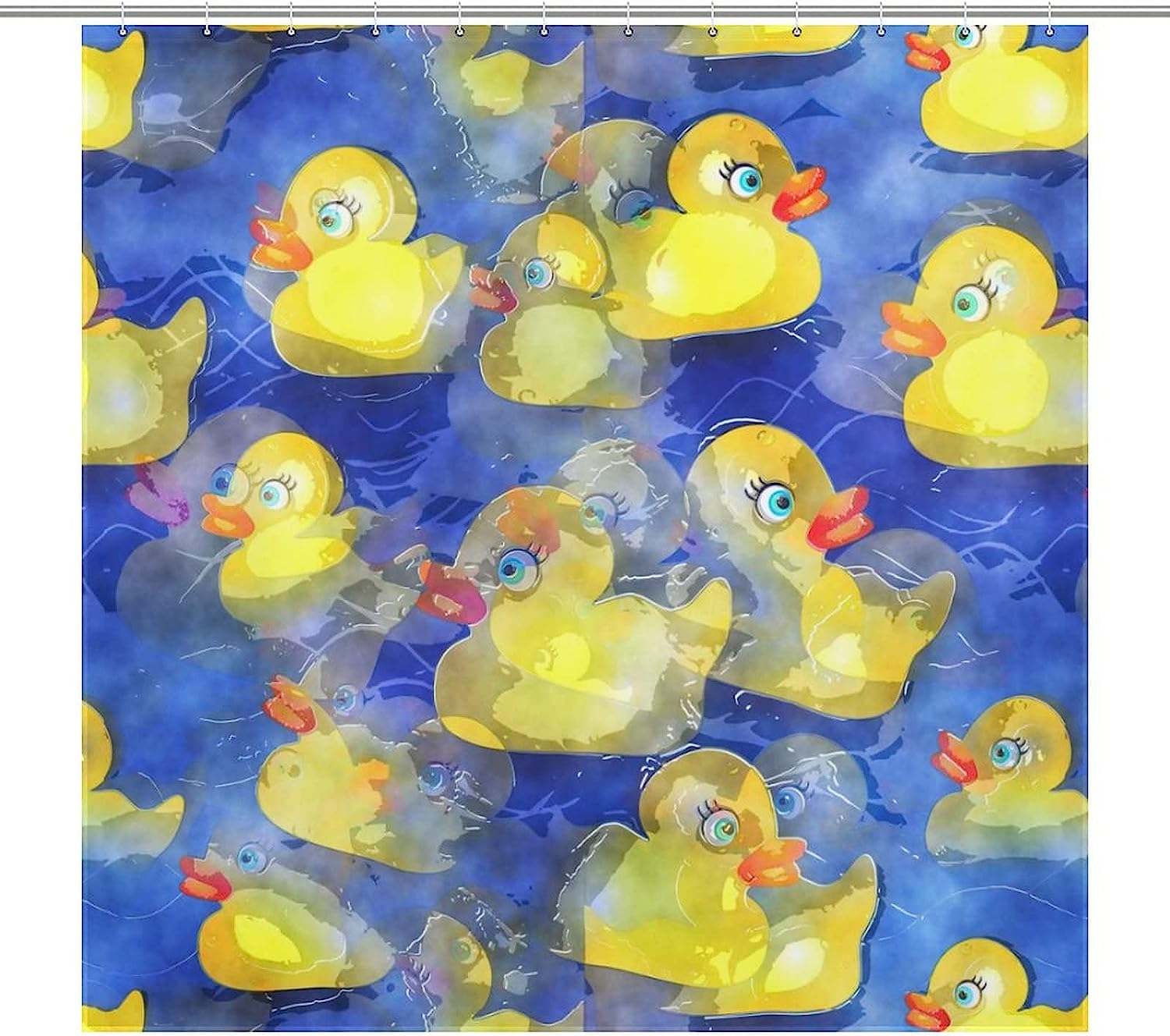 Home Decoration Yellow Rubber Ducks Printed Bathroom Shower Curtain Fabric for a Unique Bathroom Decor