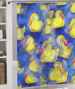 Home Decoration Yellow Rubber Ducks Printed Bathroom Shower Curtain Fabric for a Unique Bathroom Decor