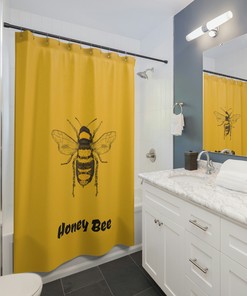 Honey Bee Custom Shower Curtain, Fun And Gift-Worthy Bathroom Decor, Waterproof Fabric