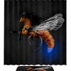 Honey Bee Shower Curtain - Floral Bathroom Curtain with Bumble Bee Retro Wood Daisy Printing 