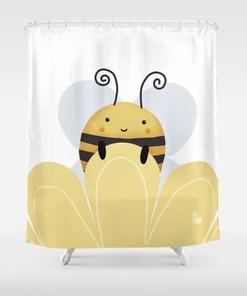 Honey Bee Shower Curtain - Yellow Bumble Bee Bathroom Decor With Personalized Farm Country Gifts