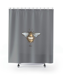 Honey Bee Spring Shower Curtain With Flower Comb, Bathroom Decor For Her Or Him, Designer Gift, Waterproof Fabric