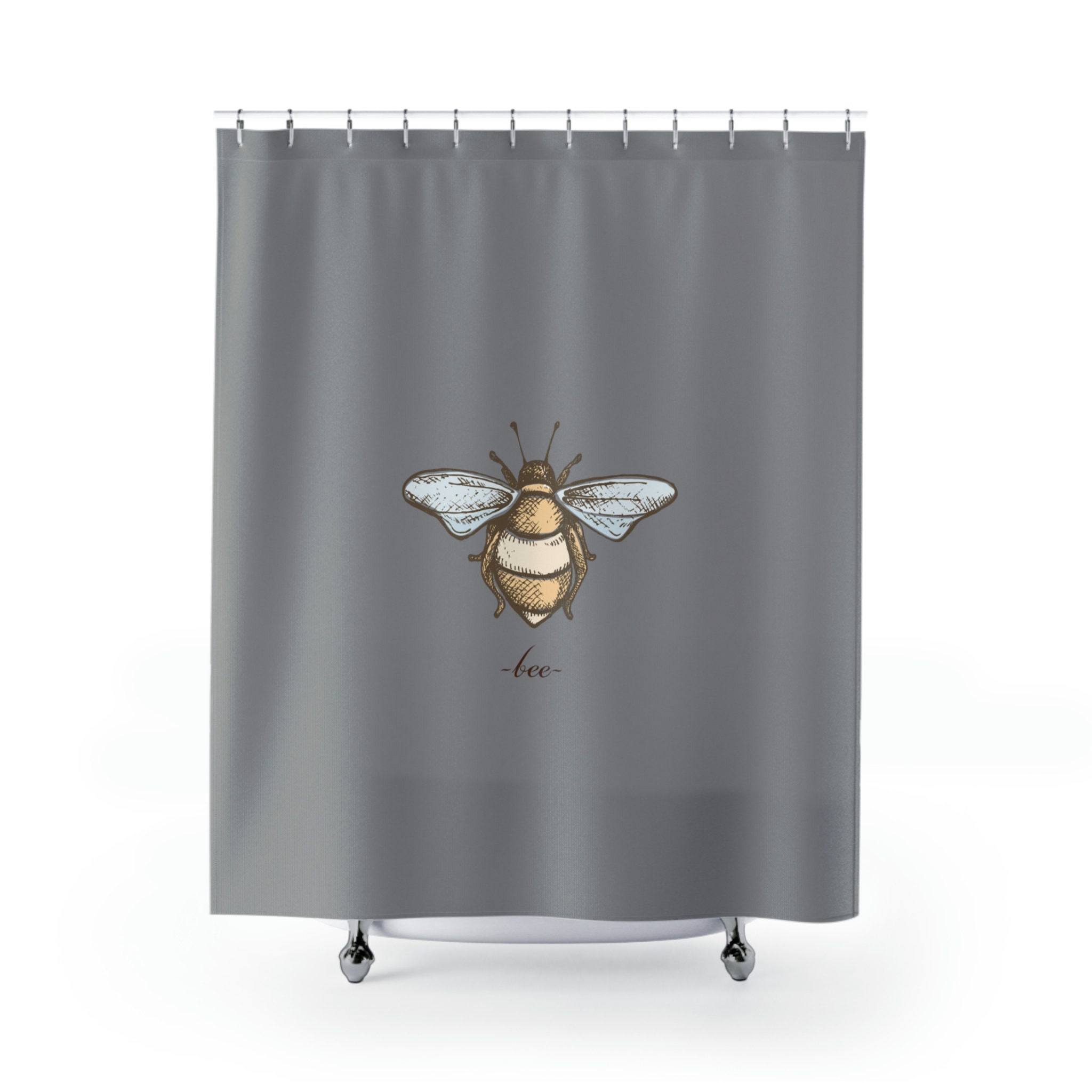Honey Bee Spring Shower Curtain With Flower Comb, Bathroom Decor For Her Or Him, Designer Gift, Waterproof Fabric