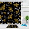 Honey Bees Pattern Shower Curtain In Black, Bring Some Nature And Charm To Your Bathroom
