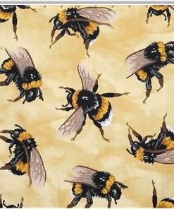 Honey Bees Shower Curtain For Hotel Or Home Bathroom Decor, Bath Curtains