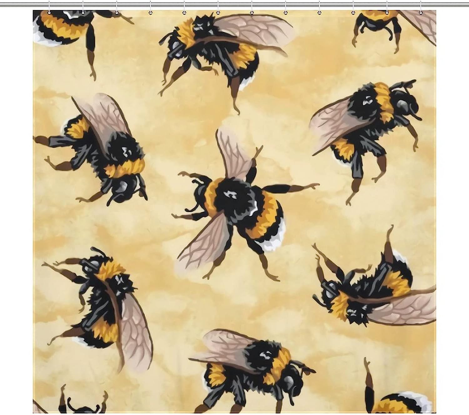 Honey Bees Shower Curtain For Hotel Or Home Bathroom Decor, Bath Curtains