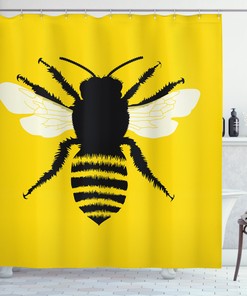 Honeybee Silhouette Print Shower Curtain for Bathroom