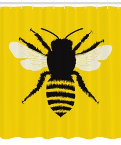 Honeybee Silhouette Print Shower Curtain for Bathroom