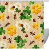 Honeycomb and Ladybugs Shower Curtain with Flowers Pattern, 72x72 - Unique Bathroom Decor